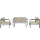 Shore 4 Piece Outdoor Patio Aluminum Sectional Sofa Set