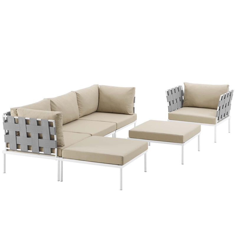 Harmony 6 Piece Outdoor Patio Aluminum Sectional Sofa Set image