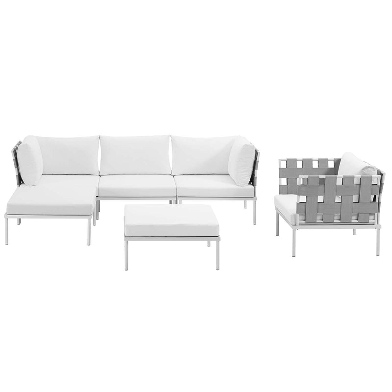 Harmony 6 Piece Outdoor Patio Aluminum Sectional Sofa Set