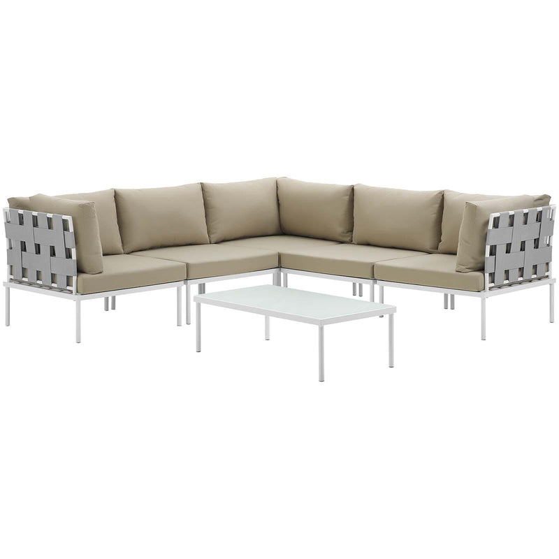 Harmony 6 Piece Outdoor Patio Aluminum Sectional Sofa Set