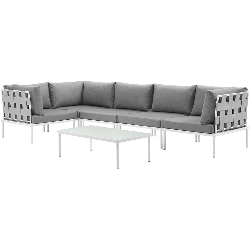 Harmony 6 Piece Outdoor Patio Aluminum Sectional Sofa Set