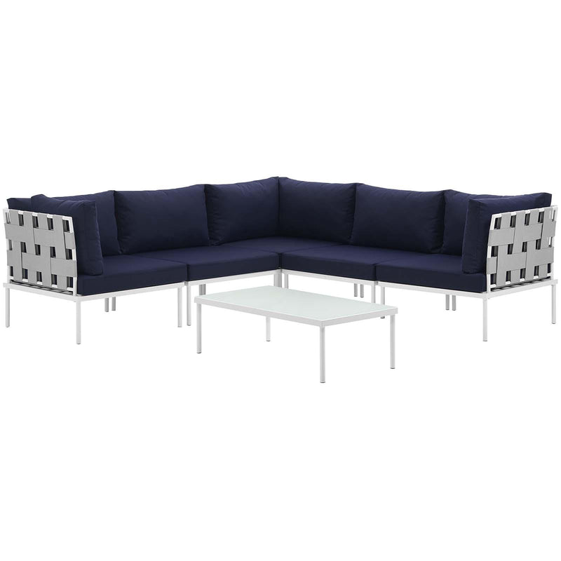 Harmony 6 Piece Outdoor Patio Aluminum Sectional Sofa Set