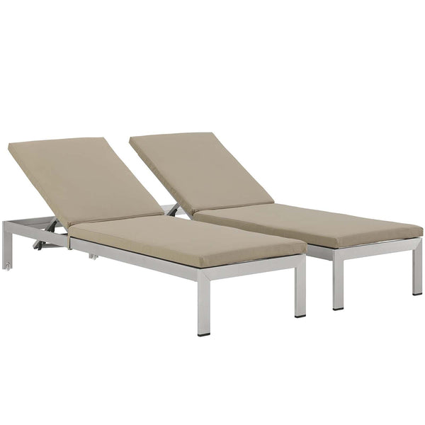 Shore Chaise with Cushions Outdoor Patio Aluminum Set of 2 image