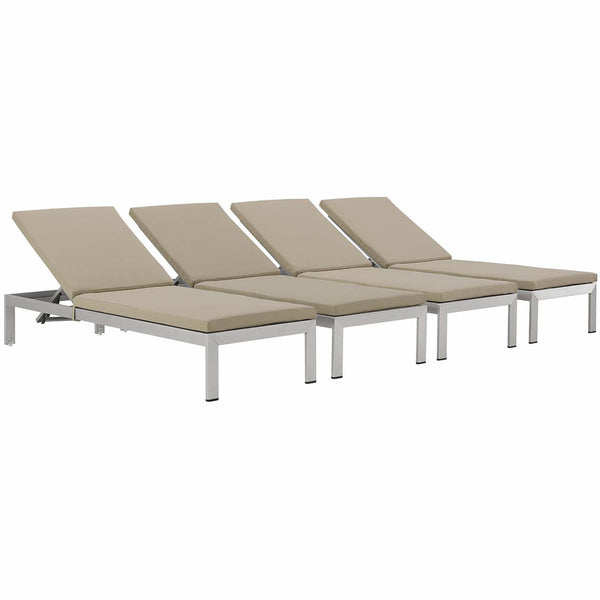 Shore Chaise with Cushions Outdoor Patio Aluminum Set of 4 image