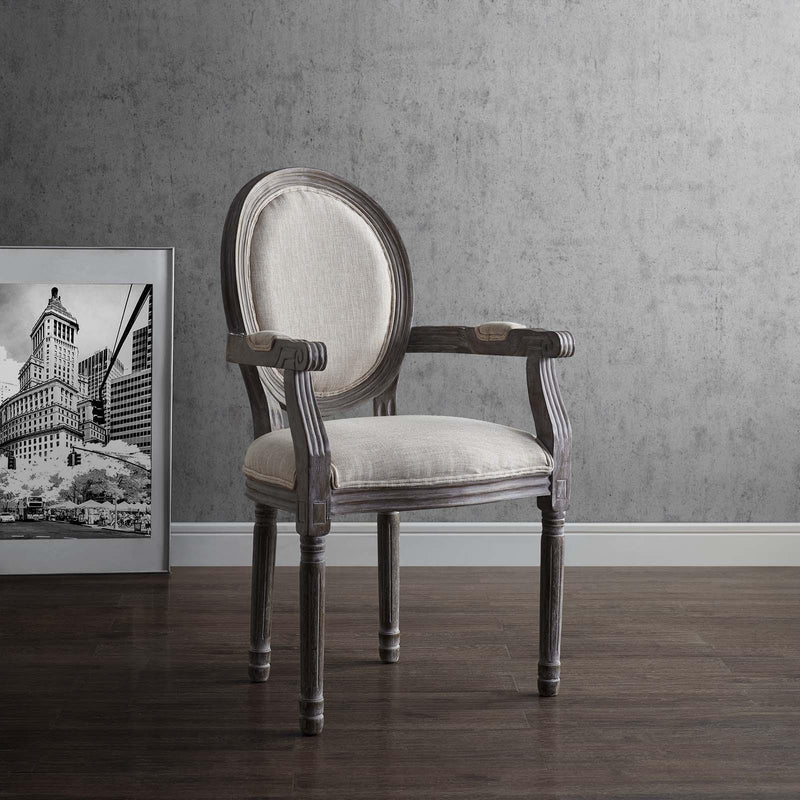 Emanate Vintage French Upholstered Fabric Dining Armchair