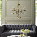 Request Antique Brass 18 Light Mid-Century Pendant Chandelier