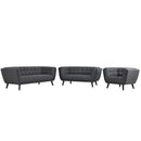 Bestow 3 Piece Upholstered Fabric Sofa Loveseat and Armchair Set