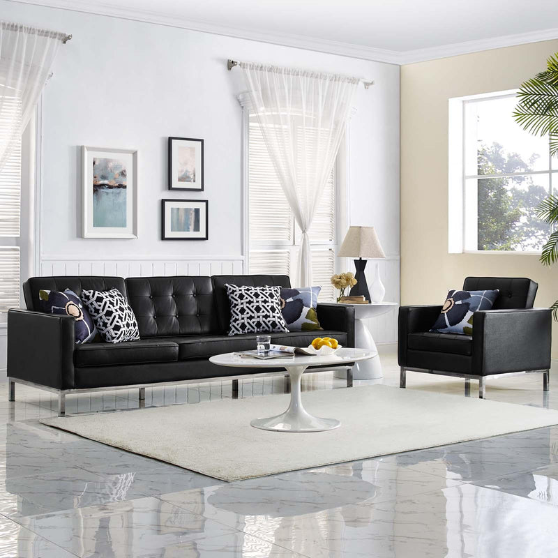 Loft 2 Piece Leather Sofa and Armchair Set