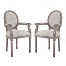 Arise Vintage French Upholstered Fabric Dining Armchair Set of 2