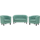 Prospect 3 Piece Upholstered Fabric Loveseat and Armchair Set