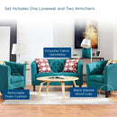 Prospect 3 Piece Upholstered Fabric Loveseat and Armchair Set