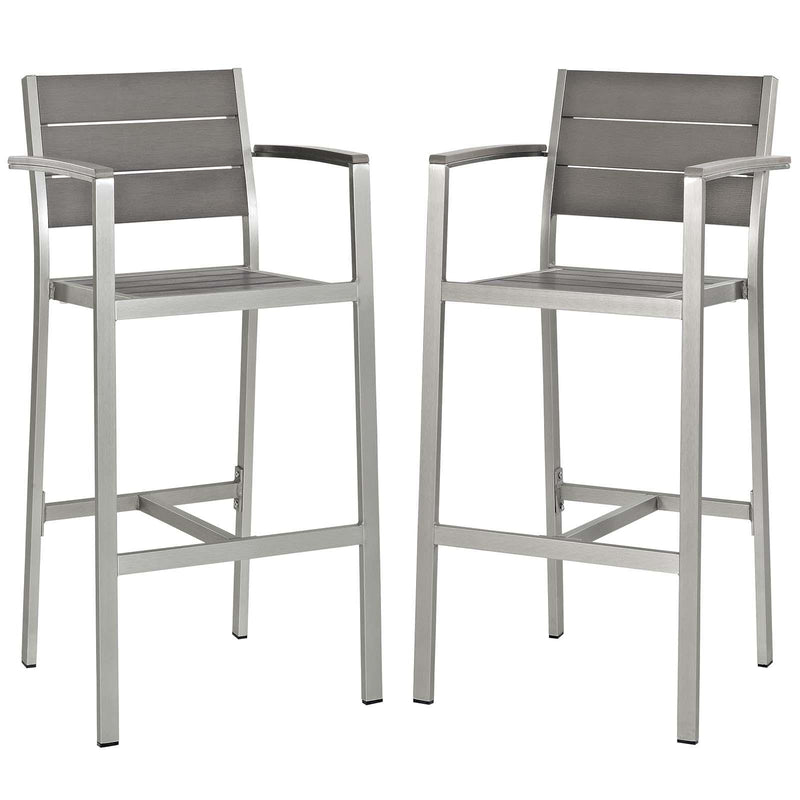 Shore Bar Stool Outdoor Patio Aluminum Set of 2 image