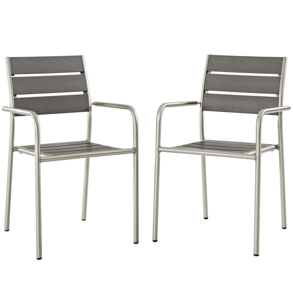 Shore Outdoor Patio Aluminum Dining Rounded Armchair Set of 2 image