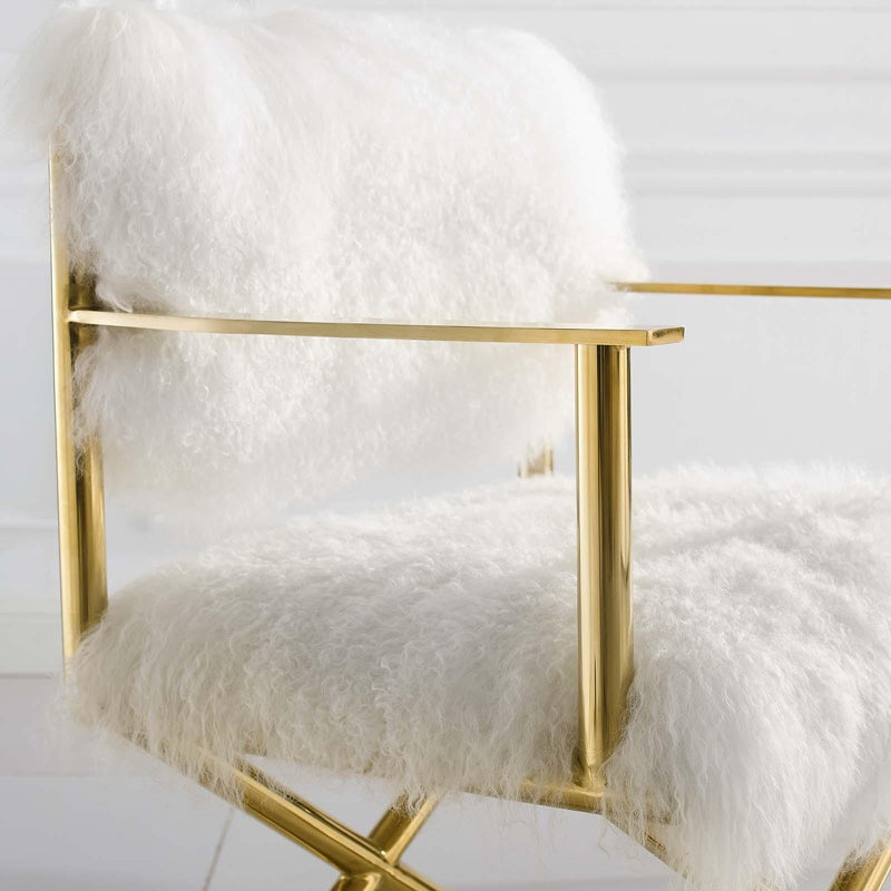 Action Pure White Cashmere Accent Director's Chair