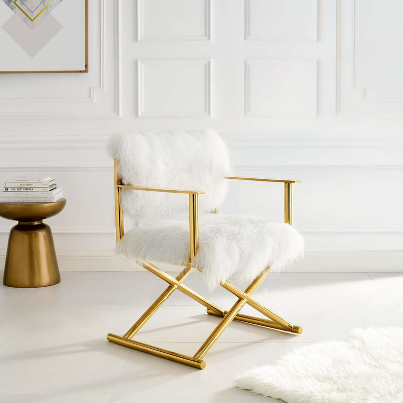 Action Pure White Cashmere Accent Director's Chair