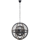 Gravitate Globe Rustic Oak Wood Pendant Light Chandelier