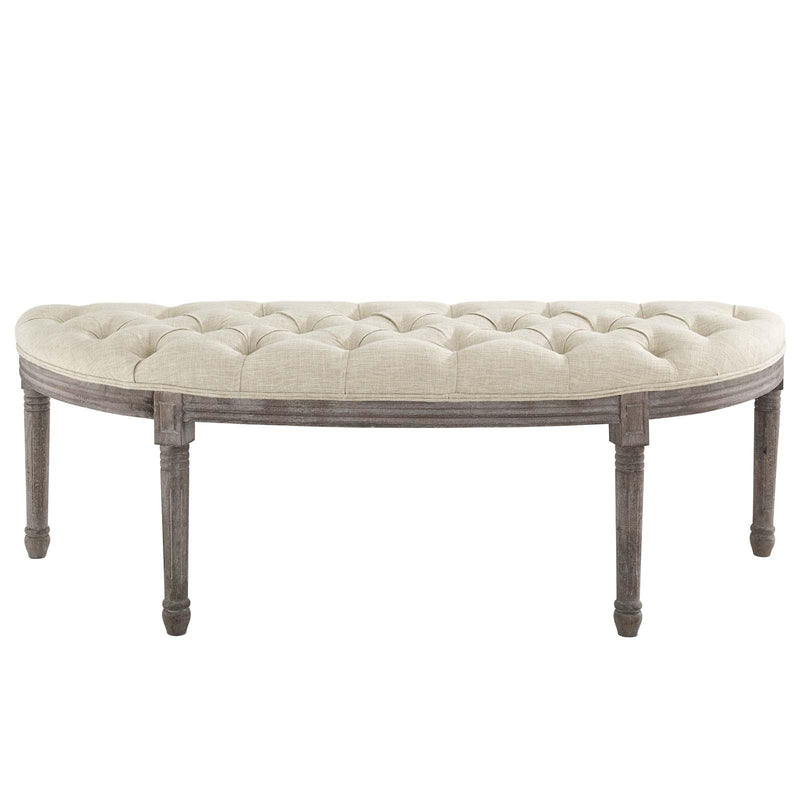 Esteem Vintage French Upholstered Fabric Semi-Circle Bench