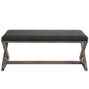 Province Vintage French X-Brace Upholstered Fabric Bench