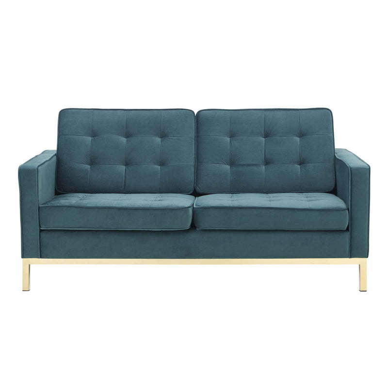 Loft Gold Stainless Steel Leg Performance Velvet Loveseat