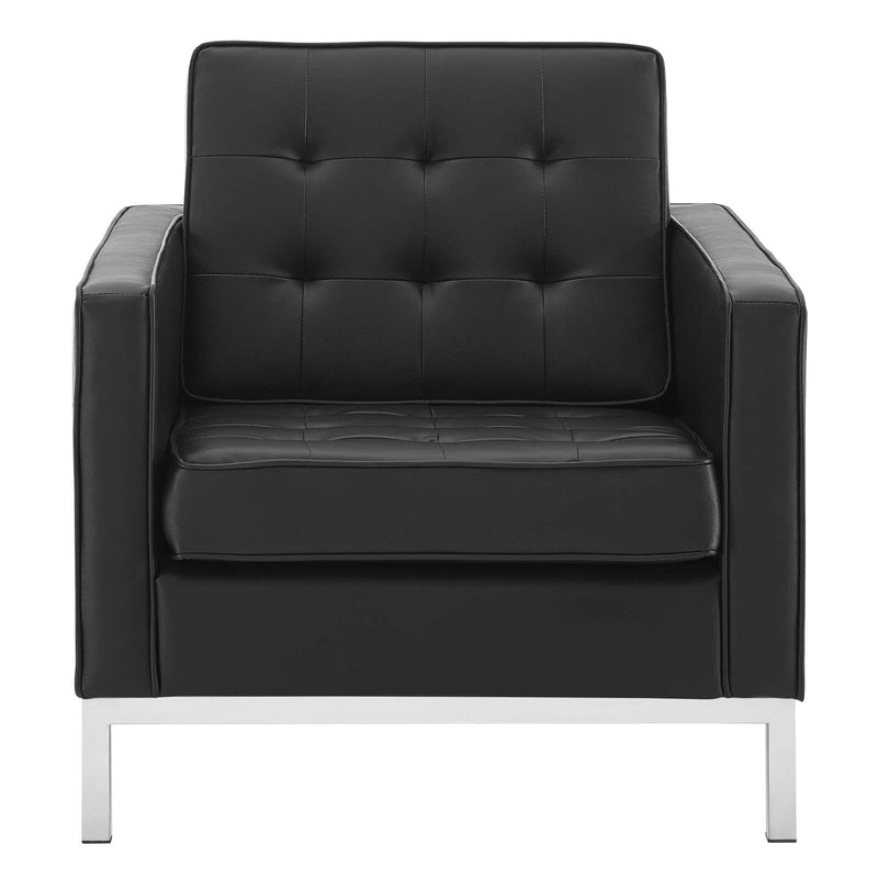 Loft Tufted Upholstered Faux Leather Armchair