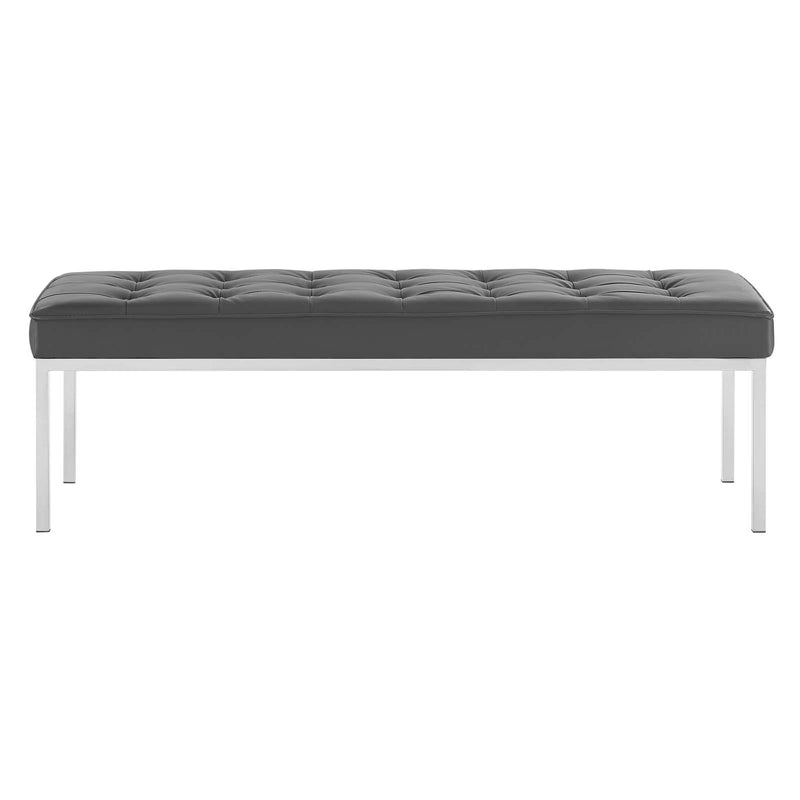 Loft Tufted Large Upholstered Faux Leather Bench