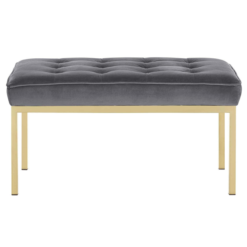 Loft Gold Stainless Steel Leg Medium Performance Velvet Bench