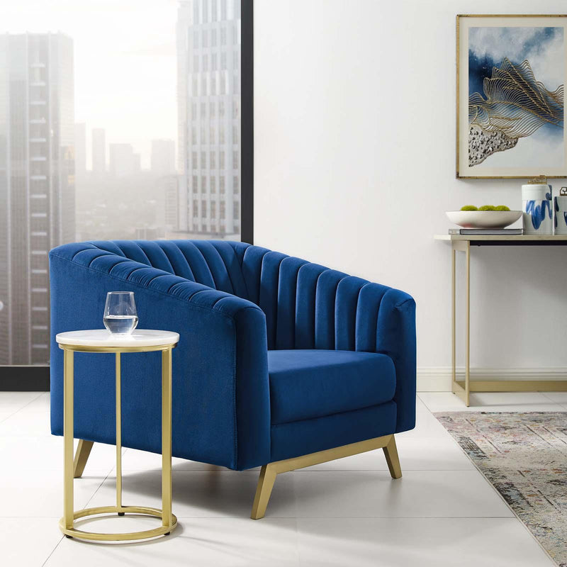 Valiant Vertical Channel Tufted Performance Velvet Armchair