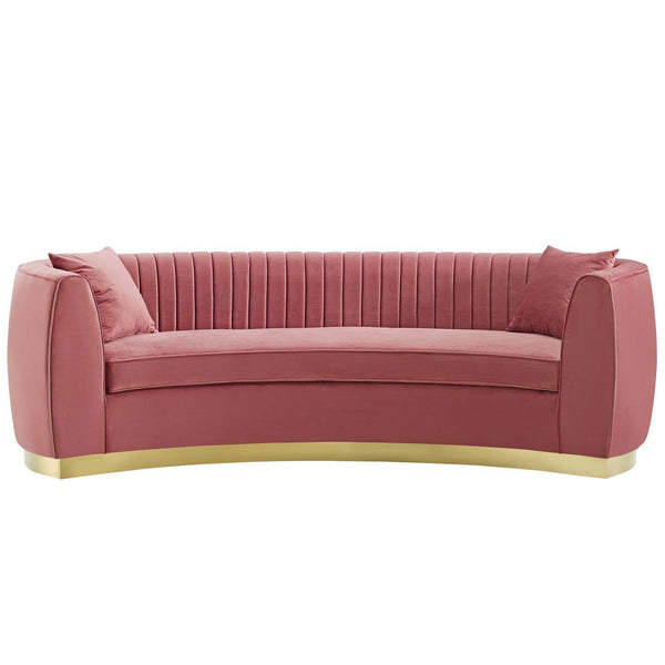 Enthusiastic Vertical Channel Tufted Curved Performance Velvet Sofa image