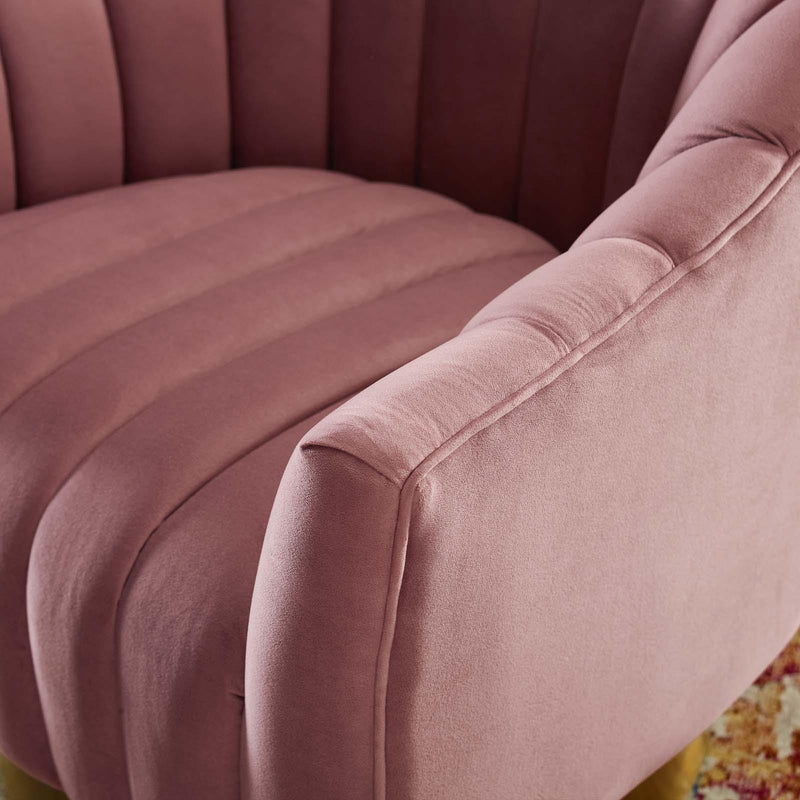 Buoyant Vertical Channel Tufted Accent Lounge Performance Velvet Swivel Chair