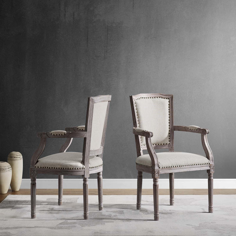 Penchant Dining Armchair Upholstered Fabric Set of 2