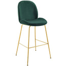 Scoop Gold Stainless Steel Leg Performance Velvet Bar Stool