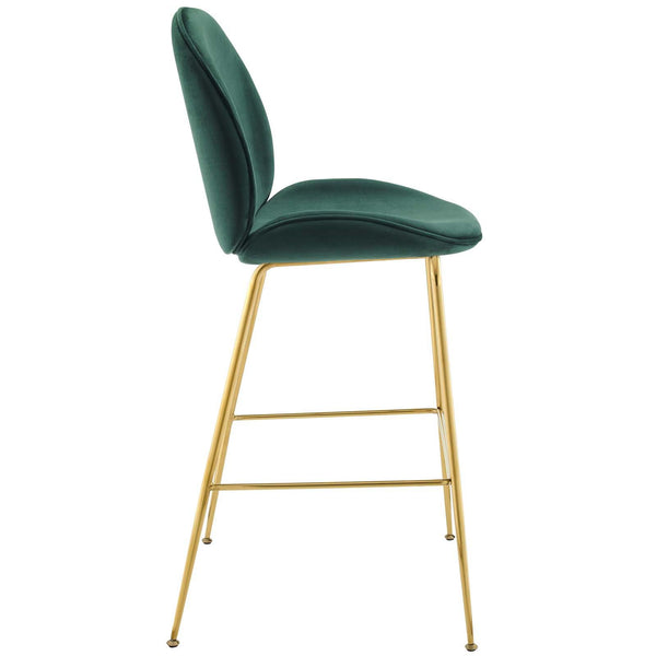 Scoop Gold Stainless Steel Leg Performance Velvet Bar Stool
