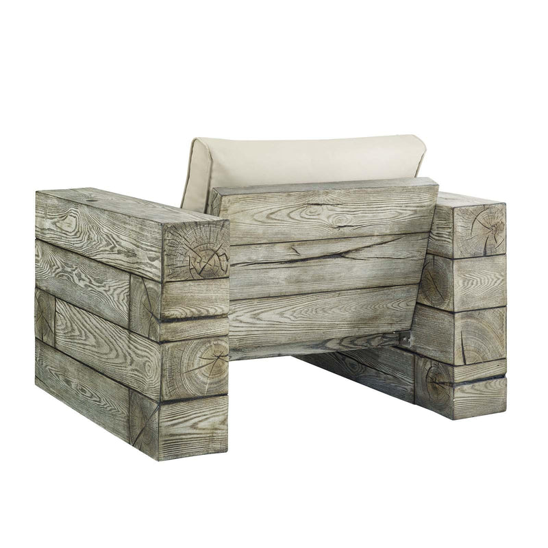 Manteo Rustic Coastal Outdoor Patio Sunbrella�  Lounge Armchair