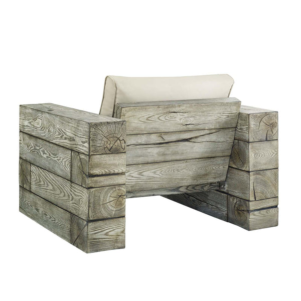 Manteo Rustic Coastal Outdoor Patio Sunbrella�  Lounge Armchair