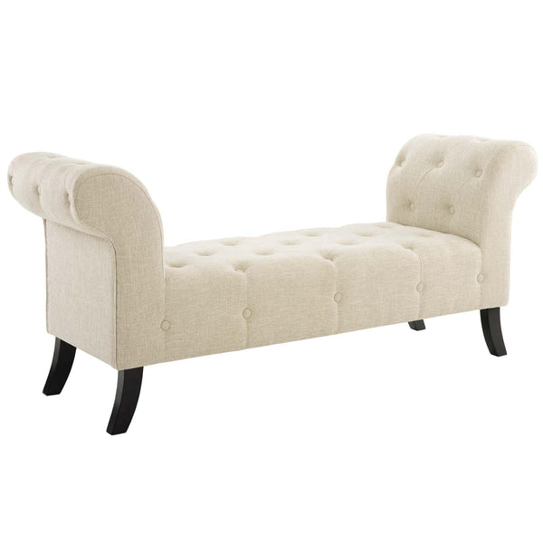 Evince Button Tufted Accent Upholstered Fabric Bench image