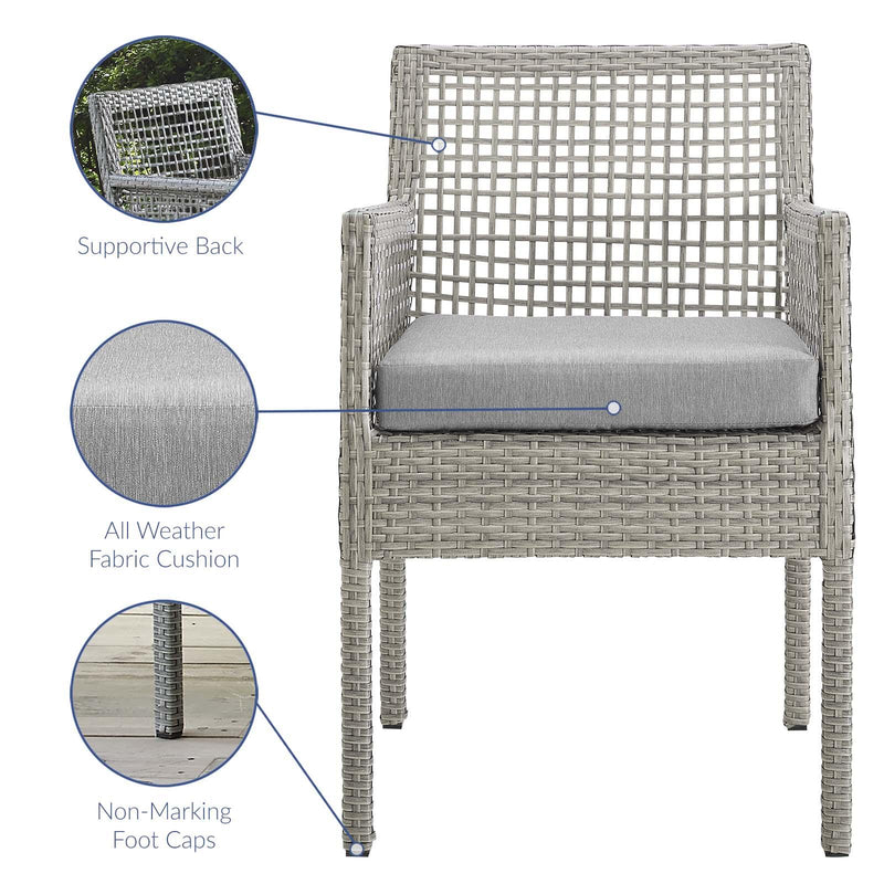 Aura Dining Armchair Outdoor Patio Wicker Rattan Set of 4