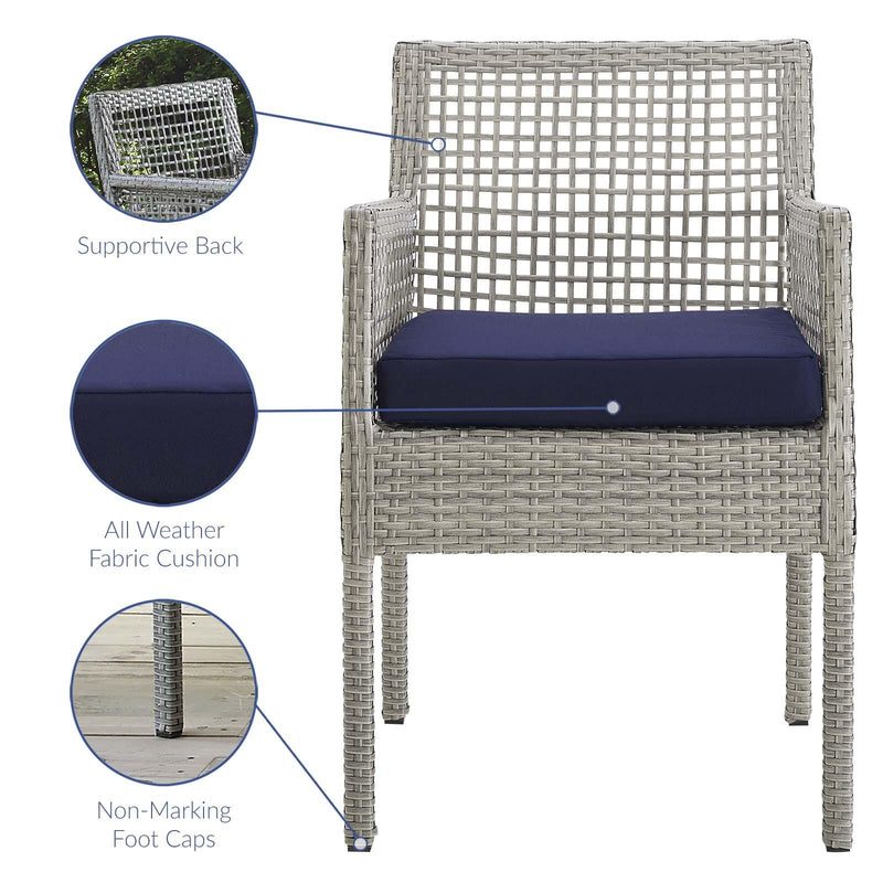 Aura Dining Armchair Outdoor Patio Wicker Rattan Set of 4