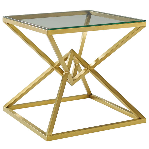 Point 25.5" Brushed Gold Metal Stainless Steel Side Table image