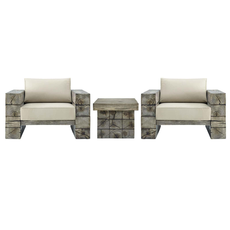 Manteo Rustic Coastal Outdoor Patio Sunbrella� 3 Piece Set