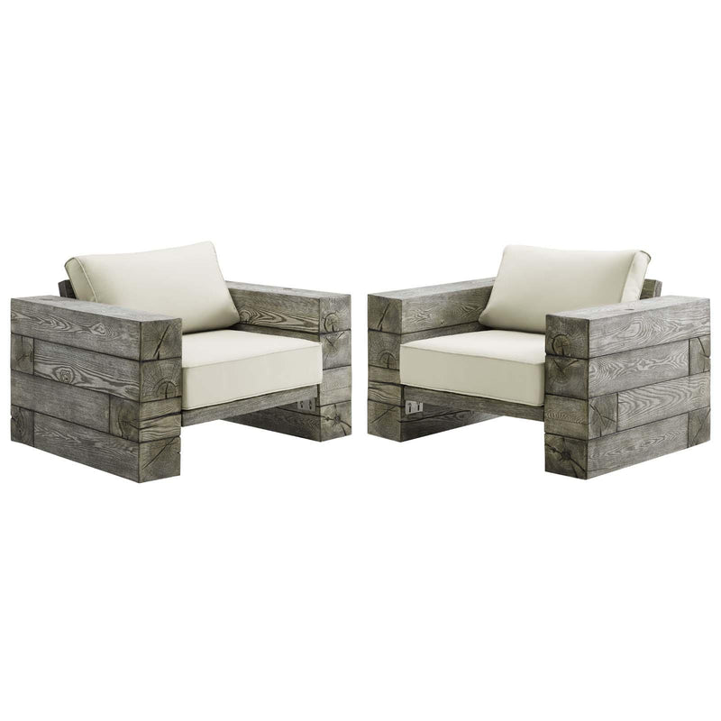 Manteo Rustic Coastal Outdoor Patio Sunbrella� Lounge Armchair Set of 2