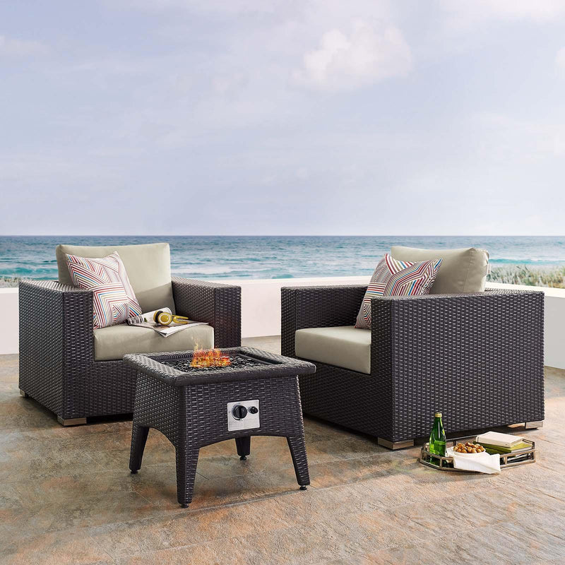 Convene 3 Piece Set Outdoor Patio with Fire Pit