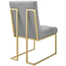 Privy Gold Stainless Steel Upholstered Fabric Dining Accent Chair