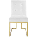 Privy Gold Stainless Steel Upholstered Fabric Dining Accent Chair