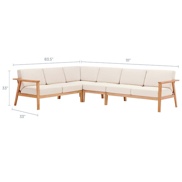Sedona 4 Piece Outdoor Patio Eucalyptus Wood Sectional