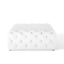 Amour Tufted Button Large Square Faux Leather Ottoman
