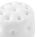 Amour Tufted Button Round Faux Leather Ottoman