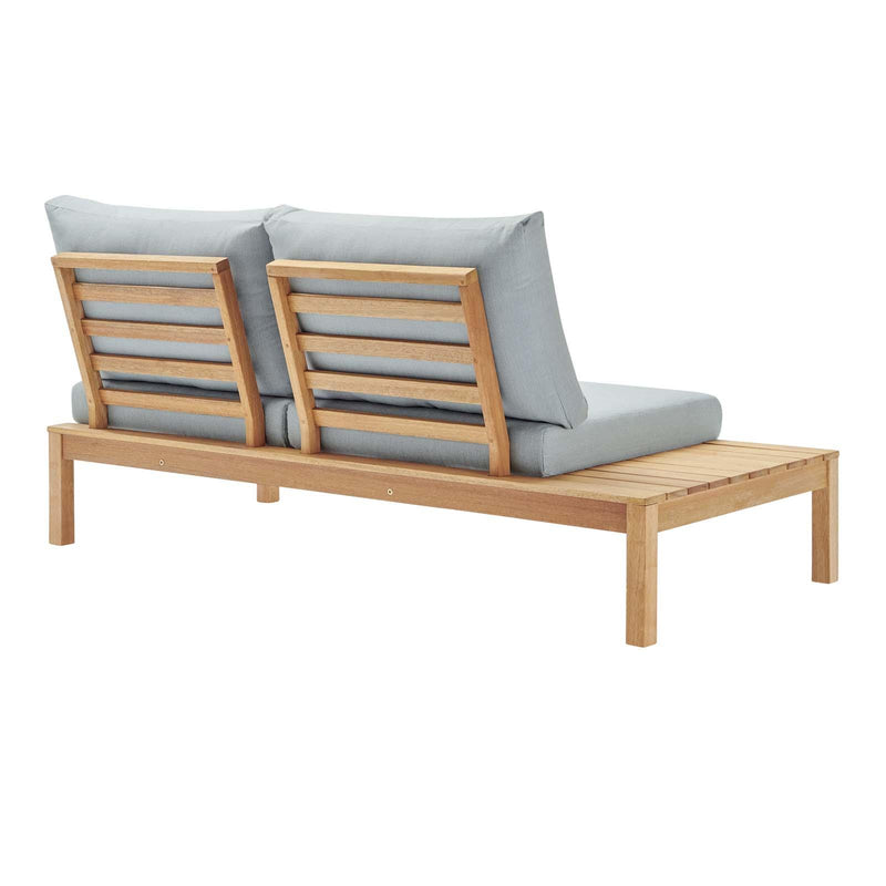 Freeport Karri Wood Outdoor Patio Loveseat with Left-Facing Side End Table