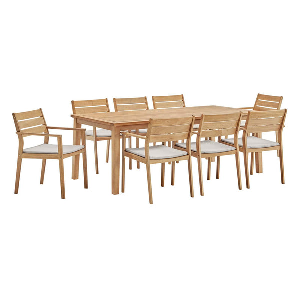 Viewscape 9 Piece Outdoor Patio Ash Wood Dining Set image