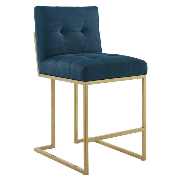 Privy Gold Stainless Steel Upholstered Fabric Counter Stool image