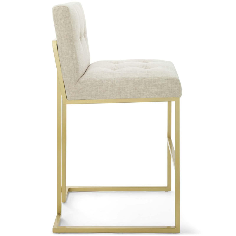 Privy Gold Stainless Steel Upholstered Fabric Bar Stool